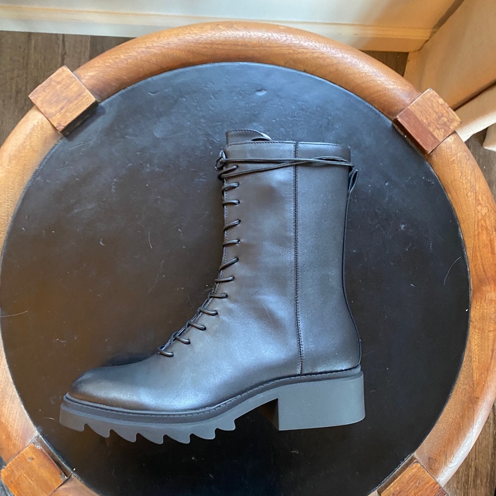 Zara leather combat boots - never worn